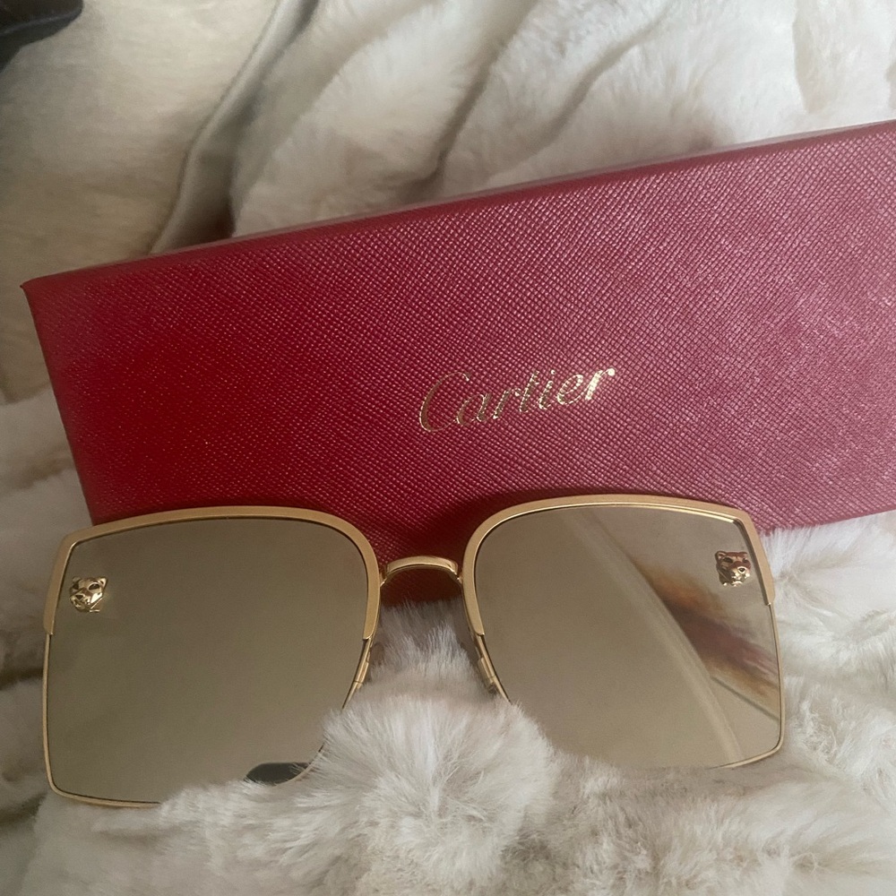 Cartier Gold Square Frame Sunglasses